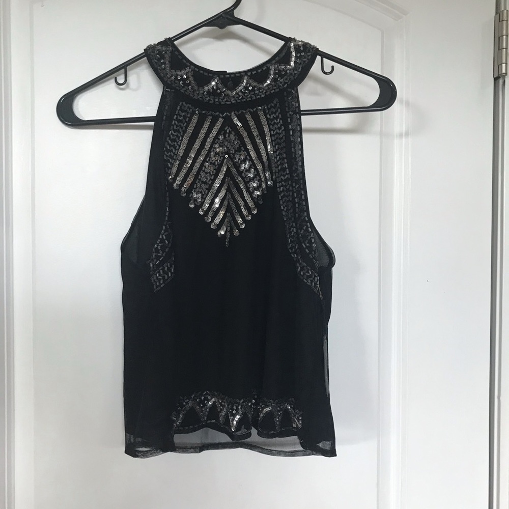 Sequined tank black NWT